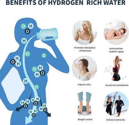 2500PPB Pure Hydrogen Rich Concentration Hydrogen Water Bottle with SPE/PEM Technology