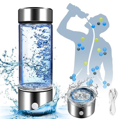 Rechargeable Portable Glass Hydrogen Water Generator Bottle with 420-450ML Capacity