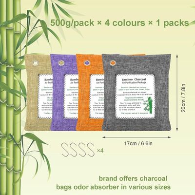 Solid Bamboo Charcoal Air Freshener Bag for Refrigerator Deodorizing 500g*4 Pack