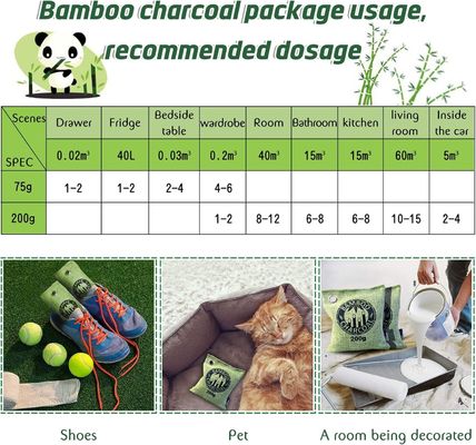 Bamboo Charcoal Air Purifying Bag for Fridge Moisture Elimination MSDS Certified