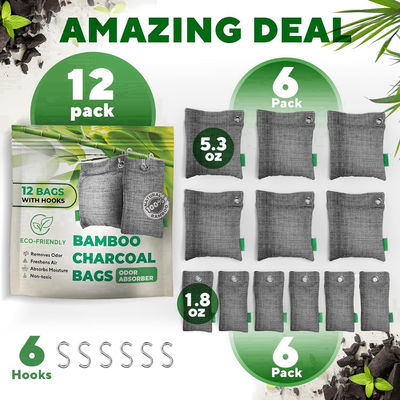Refrigerator Deodorizer 12-Pack Bamboo Charcoal Air Purifying Bags for Shoes and Cars